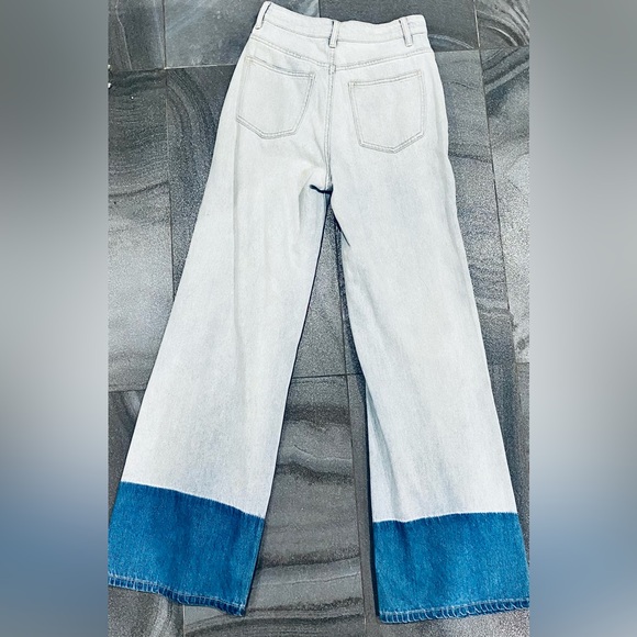 Light Wash Denim Flared Leg High Waist Patchwork Paisley Troublemaker Jeans - Picture 6 of 6